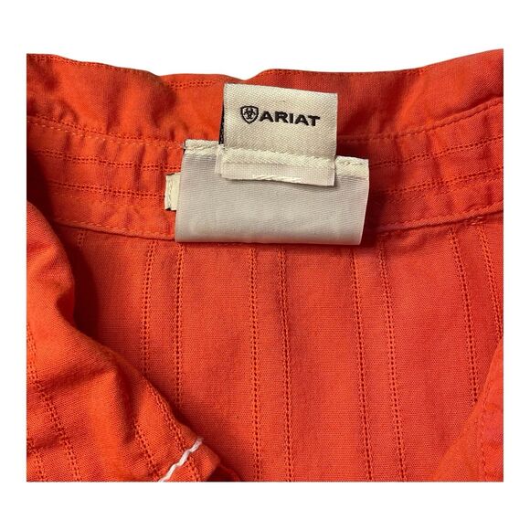 Embrodered Ariat Fitted Long Sleeve Pearl Snap Western Shirt Burnt Orange Sz XL - Picture 9 of 11